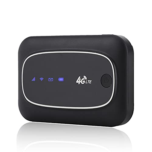 Dpofirs 3G 4G M6 Tragbarer WiFi-Router, Drahtloser Reise-Router mit 4 LED-Leuchten, Bis zu 300 Mbit/s, Max Unterstützung 32GB Hotspot, 10 Benutzer, WiFi-Gerät für SOHO, Auto-Benutzer (Schwarz) von Dpofirs