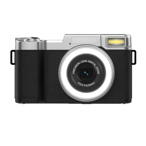 Dpofirs 4K Digital Spiegellose Kamera, 48MP 18x Zoom Video -Camcorder mit 180° Flip Bildschirm, Tragbare Kamera der Reisegröße mit 2,8 Zoll Bildschirm für Selfie Videoaufnahmen (Black) von Dpofirs