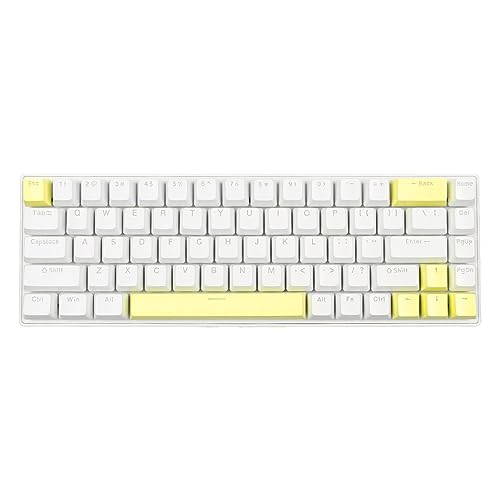 Dpofirs 68 Tasten, Kompaktes Layout, Mechanische Blue-Gaming-Tastatur mit 10 RGB-Hintergrundbeleuchtungsmodi, N-Key-Rollover für PC/Laptop (Weiß Gelb) von Dpofirs