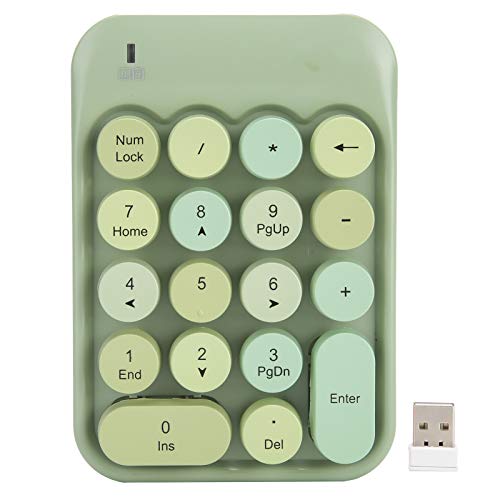 Dpofirs AK18 18 Keys Wireless-Tastatur mit Schokoladentastaturkappen für Computer, Silent Universal Portable Numeric Keypad Im Vintage-Stil für Windows-Spiele (Fantasiegrün) von Dpofirs