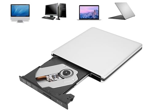 Dpofirs Blu-Ray-Player für PC, USB3.0 Blu-Ray, Externes Optisches Laufwerk, Disc-Brenner, DVD, CD, BD-Brenner, Recorder von Dpofirs