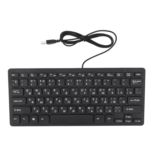 Dpofirs Computertastatur mit Kabel, USB-Kabeltastatur mit 78 Tasten, Zweisprachige Kabelgebundene Tastatur, Kompakte USB-Tastatur, QWERTY-Layout, Russisch, Arabisch (Russisch) von Dpofirs