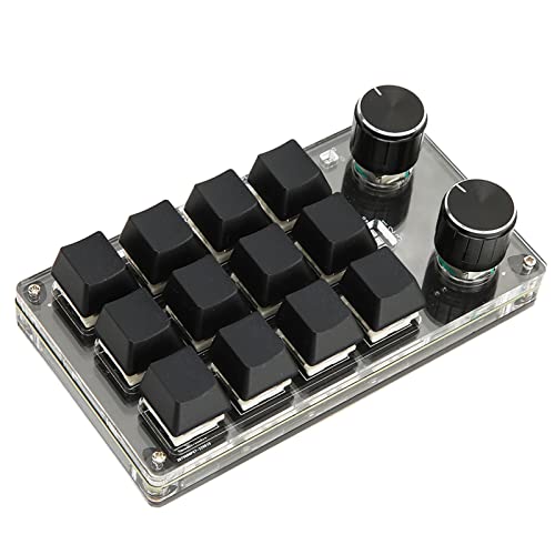 Dpofirs Einhändig Programmierbare Mechanische Tastatur, 12 Tasten RGB Mechanische Gaming Tastatur Programmierbare Makro Tastatur mit Knöpfen, Roter Schalter von Dpofirs