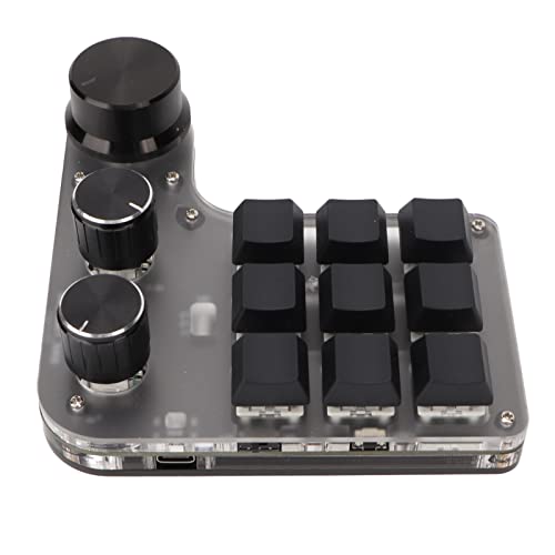 Dpofirs Einhändige Makromechanische Tastatur, Mechanische Gaming Tastatur mit 9 Tasten für Allzweckcomputer, für Bürospiele, Musikmedienlabor von Dpofirs