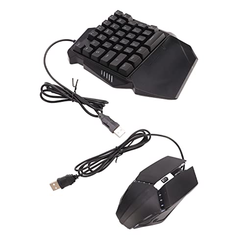 Dpofirs Einhand RGB Gaming Tastatur und Hintergrundbeleuchtete Maus Kombination, Einhand Tastatur Maus Set, Kabelgebunden, 35 Tasten, RGB Hintergrundbeleuchtung, Tragbare Spieltastatur von Dpofirs