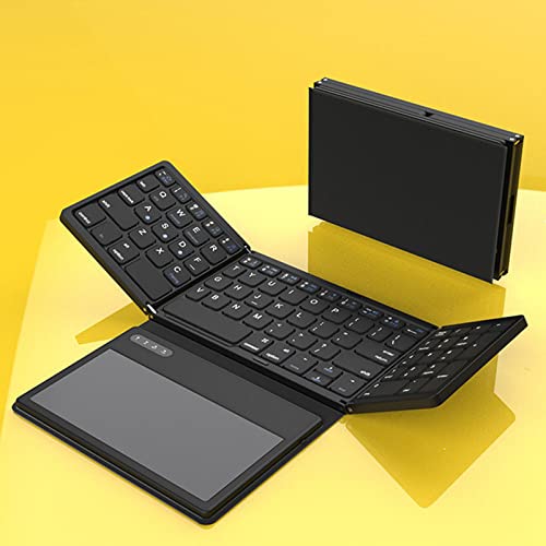 Dpofirs Faltbare Bluetooth-Tastatur mit Touchpad, Wiederaufladbar, 81 Tasten, Volle Größe, Ultraschlanke Klapptastatur für OS, Android, Windows, Smartphone, Tablet und Laptop von Dpofirs