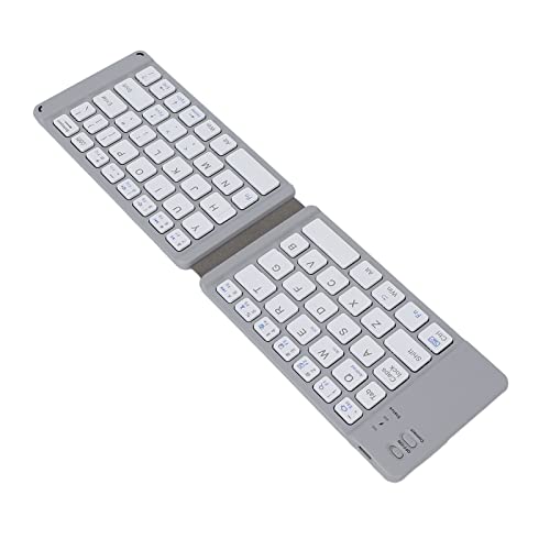 Dpofirs Faltbare Kabellose Tastatur, BT3.0 Schnelles Tippen, Leise -Tastatur mit 120-mAh-Akku für OS Phone Tablet und Laptop (Grau) von Dpofirs