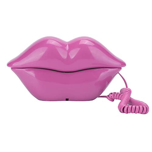 Dpofirs Festnetztelefon, schnurgebundenes Telehone Modisches lustiges Lippenform-Telefon, Desktop-Festnetztelefon für Hauptdekorations-Geburtstagsgeschenk(Rosenrot) von Dpofirs