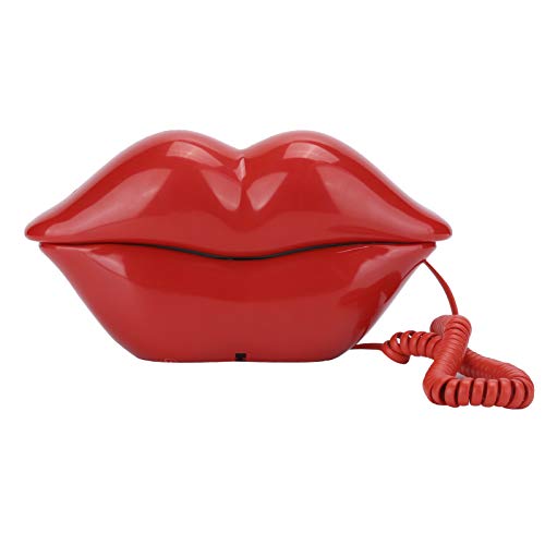 Dpofirs Festnetztelefon, schnurgebundenes Telehone Modisches lustiges Lippenform-Telefon, Desktop-Festnetztelefon Hauptdekorations-Geburtstagsgeschenk(rot) von Dpofirs