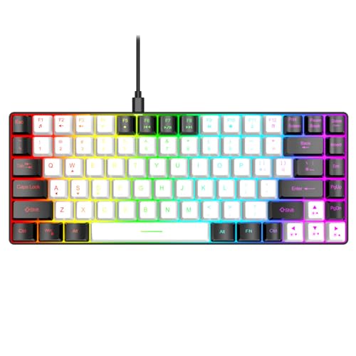 Dpofirs Gaming-Tastatur mit 80% Ergonomischem Layout, Mechanische Tastatur mit Mechanischem Gefühl, Mechanische Gaming-Tastatur, Weitgehend Kompatibel mit RGB Hintergrundbeleuchtung (Weiss) von Dpofirs