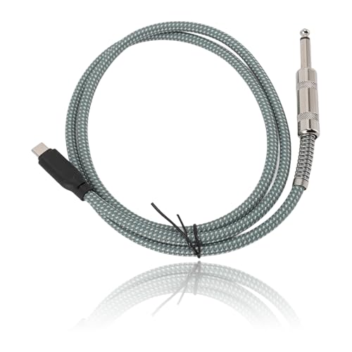 Gitarre auf USB C Aufnahmekabel, Audiokabel, Mikrofonkabel, 1/4 Inch to USB C Cable, USB C auf 6,35 Mm 1/4 Zoll Aux Klinken Stereokabel für Lautsprecher Mixer (2m / 6,6ft) von Dpofirs