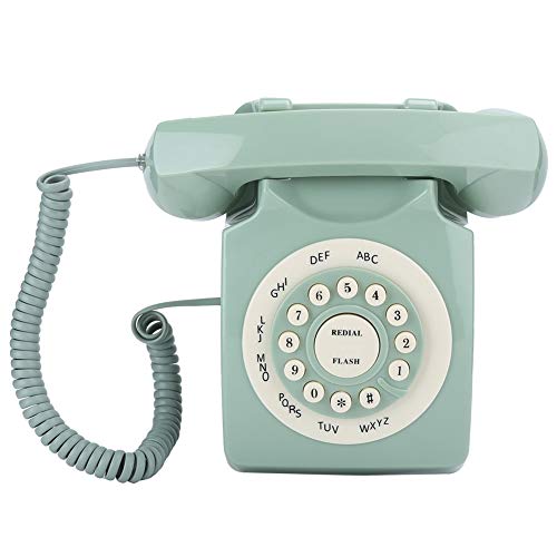 Dpofirs Grünes Vintage-Telefon, klassisches Retro-Festnetztelefon im Alten Stil, kabeebundenes europäisches Telefon mit großen Knöpfen für Home Desk Office-Dekorationsgeschenk von Dpofirs