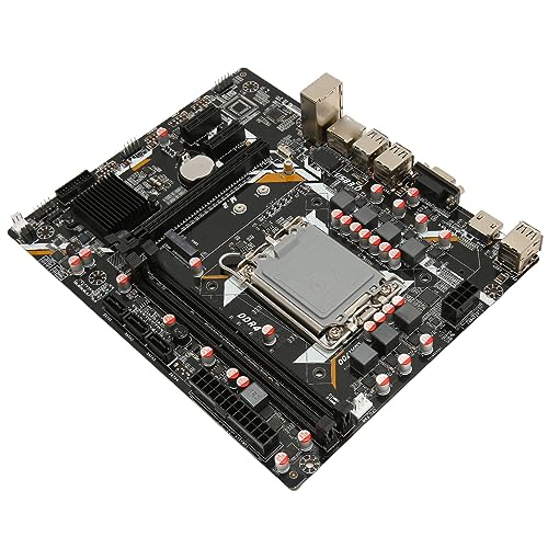 Dpofirs H610U Desktop-Motherboard, LGA 1700-Steckplatz, Zweikanal-DDR4-ATX-Motherboard mit Mehrphasiger Stromversorgung, HD-VGA-Ausgang, ATX-Motherboard für Gaming von Dpofirs
