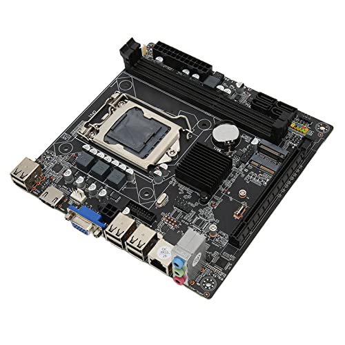 Dpofirs H61S-Motherboard LGA1155, ITX-Motherboard mit VGA, HD, 2-Kanal-DDR3-Motherboard für Core I7, I5, I3, 100M-Netzwerkkarte, Mehrphasen-Netzteil für Desktop-PC von Dpofirs