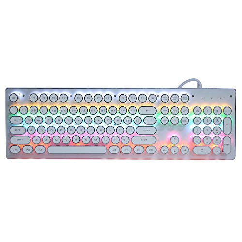 Dpofirs HJK920 Universelle mechanische Computertastatur, Gaming Wired Classic Retro Punk Mechanische Tastatur, ergonomische Tastatur mit gemischter Hintergrundbeleuchtung, 104 runde Tasten(Weiß) von Dpofirs
