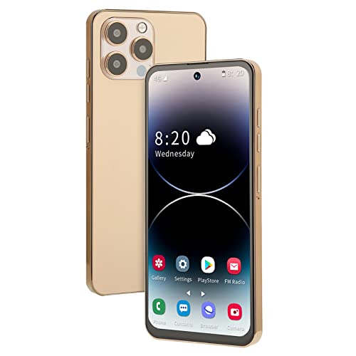 Dpofirs I14 ProMax Unlocked Smartphones 4G, 6,7 Zoll HD Handy für Android 12, 4 GB + 128 GB Speicher Handy, 8 MP + 16 MP Kamera, Handy Gesichtsentsperrung, 4000 mAh Akku(Gold) von Dpofirs