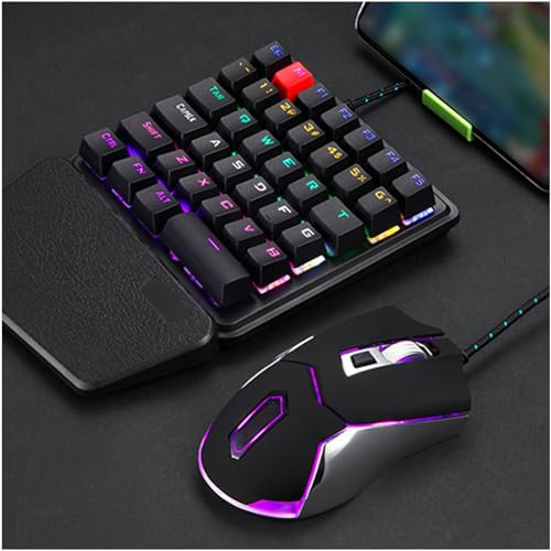 Dpofirs K106 Mechanische Einhand-Tastatur für Linkshänder, Tastatur mit USB-Gaming und Hintergrundbeleuchtung für Computer, Tastatur mit Schneller Reaktion für PUBG-Spiele, von Dpofirs