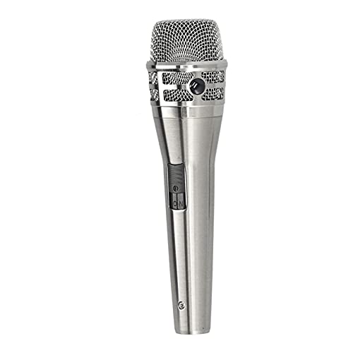 Dpofirs Kabelgebundenes Handmikrofon, Dynamisches Heim-Karaoke-Mikrofon mit Nierencharakteristik, Kabel-Handheld-Kabelmikrofon für Leistungsverstärker/Mixer/Mobillautsprecher/Soundkarte (Silber) von Dpofirs