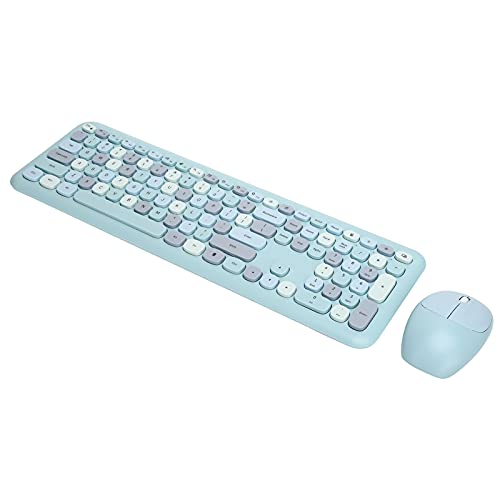 Dpofirs Kabellose Tastatur-Maus-Kombination, 110 Tasten Kompaktes Kabelloses Tastatur- und Maus-Set in Voller Größe 2,4 G für, Computer, Desktop, PC (666 Kabelloses Set in Blau, von Dpofirs