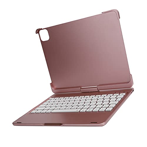 Dpofirs Kabellose -Tastatur mit 7-Farbiger Hintergrundbeleuchtung, Tastatur mit Tastaturhülle für ITablet 2019 10,2 Zoll, Tragbare 360-Grad-Rotationstastatur (Roségold mit von Dpofirs