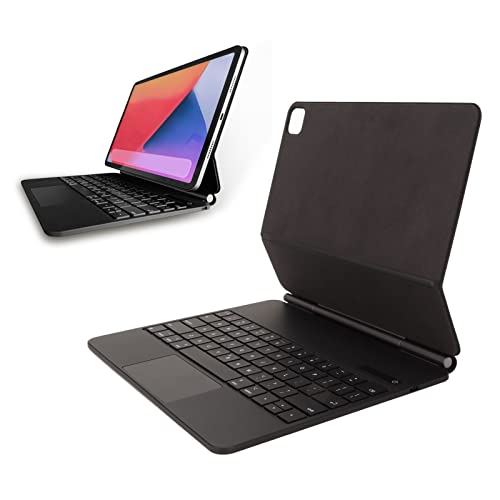 Dpofirs Kabellose Tastatur mit PU-Hülle für OS-Tablet 12,9 Zoll, Kabellose Tastatur mit Flip-Case für OS-Tablet Pro 12,9 Zoll (5., 4., 3. Generation) (Schwarz) von Dpofirs