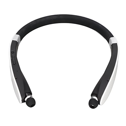 Dpofirs Kabelloses Nackenbügel-Headset, Nackenbügel-Bluetooth-Kopfhörer mit Einziehbaren Ohrstöpseln, Stereo-Ohrhörer mit Geräuschunterdrückung für das Training, Reisen, Geschäft, Sportbüro(Weiß) von Dpofirs