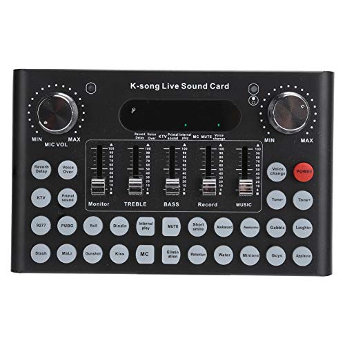 Dpofirs Live Soundkarte Tragbarer -Soundkarten-Stereo-Audio-Mixer mit 18 Arten von Spezialeffekten 12 Arten von Elektronischem Sound, Unterstützung für Grundton, Mischen, von Dpofirs