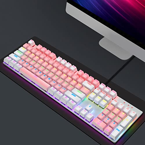 Dpofirs Mechanische Gaming-Tastatur mit 104 Tasten, RGB, 28 Hintergrundbeleuchtungsmodi, Kabelgebundene Computertastatur mit Blauem Schalter, Mechanische Tastatur für Computer, PCs, von Dpofirs