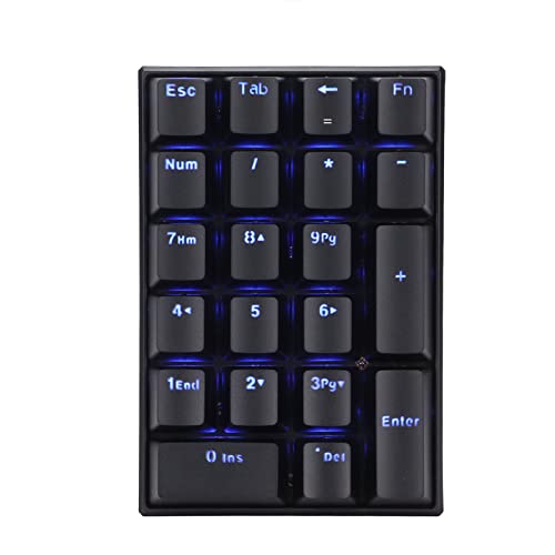 Dpofirs Numerische USB-Tastatur mit Einstellbarer LED-Hintergrundbeleuchtung, Numerische Tastatur Numpad 22 Tasten für Laptop, PC, Desktop, Surface Pro, Notebook(Grüne Achse) von Dpofirs