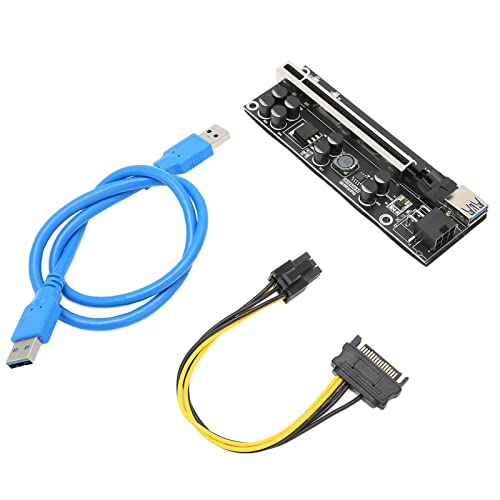 Dpofirs PCI-E Riser Express Kabel 16X auf 1X, USB3.0 Schnittstelle PCIe Riser Adapterkarte mit 8 FP Kondensatoren Vergoldet für Win 7 für Win 8 für Win10 für Win XP von Dpofirs
