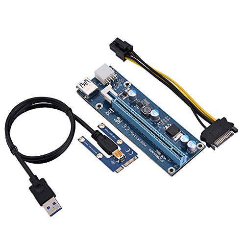 Dpofirs -PCI-E-zu-PCI-Express16x-Extender-Riser-Adapter Mit SATA-Netzkabel, 4 Festkörperkondensatoren für Grafikkarten-Mining von Dpofirs