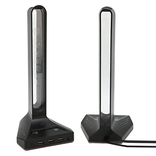 Dpofirs RGB-Gaming-Headset-Ständer, Headset-Ständer mit 3 Einstellbaren Stufen, 3 USB 2.0-Ladeanschlüsse, Kopfhörerhalter für Internet-Café-Spielplätze Im Home Office von Dpofirs