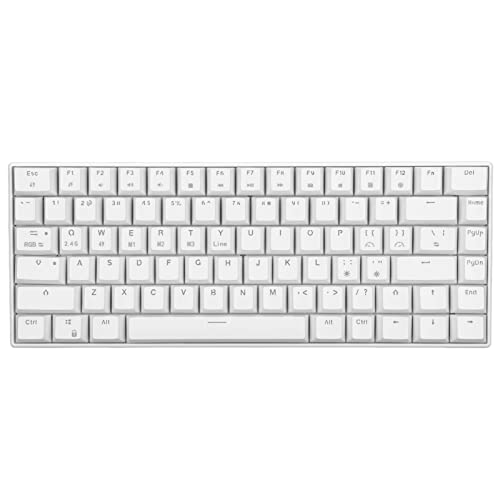 Dpofirs RGB-Gaming Tastatur mit 82 Tasten, Mechanische Gaming-Tastatur Unterstützt Wireless 2.4G/BT 3.0/5.0/Type C Wired für Laptop PC Mac (Roter Schalter) von Dpofirs