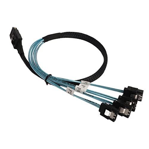 Dpofirs -SAS-auf-4-Kabel, Hohe Flexibilität, 12 Gbit/s, Verzinntes Kupfer, Vergoldet, für Desktop-Gehäuse (0,5m) von Dpofirs