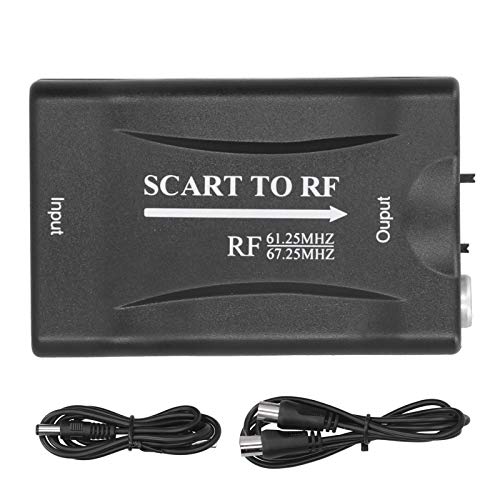 Dpofirs SCART to für RF-Videoadapter, RF-Ausgangskonverter mit 67,25 MHz / 61,25 MHz für TV-Box/DVD/Netzwerkbox/Spielekonsole, um die Mängel der Alten TV-Schnittstelle zu beheben von Dpofirs