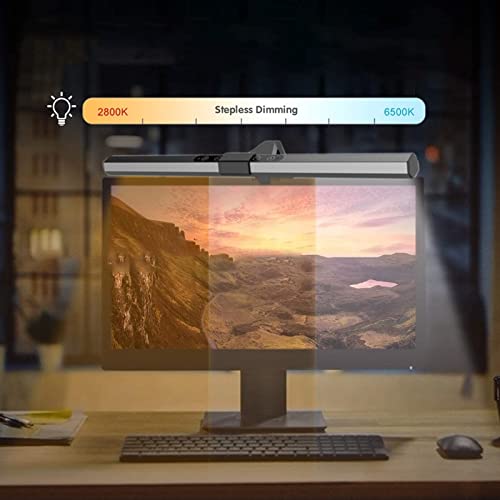 Dpofirs Schreibtischlampe für das Heimbüro, Augenschonende Arbeitslampe, Computermonitorlampe, Lichtleiste, 3 TEM-Farben, Touch-Control-Klemm-Schreibtischlampe von Dpofirs