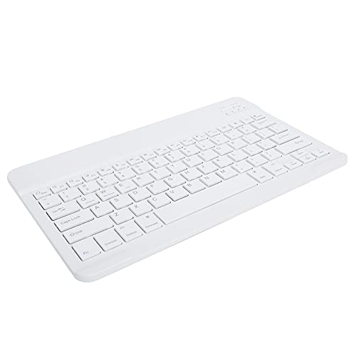 Dpofirs Tastatur, Edelstahl Universal Tragbare Drahtlose -Tastatur für IOS, Tablet PC Smartphone Eingebauter Akku (Weiss) von Dpofirs