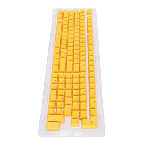Dpofirs Tastatur-Tastenkappen, 114 Tasten, PBT, OEM-Höhe, Zweifarbig, Lichtdurchlässig, Mechanische Tastatur-Tastenkappe (-Gelb) von Dpofirs