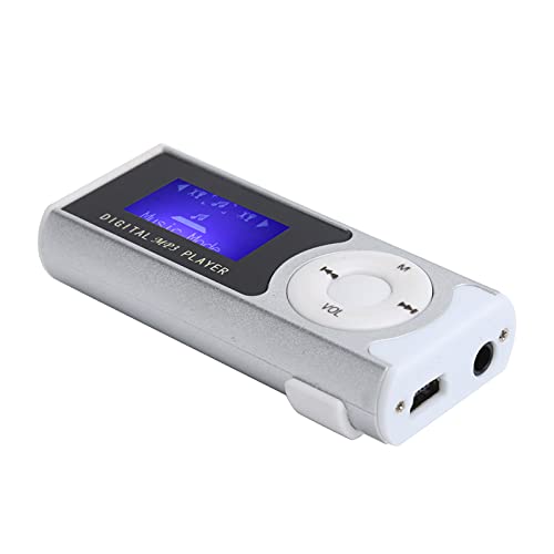 Dpofirs Tragbarer Sport-MP3-Player, Back-Clip-LCD-Bildschirm-Musik-Media-Player, MP3-Musik-Player mit Kopfhörer-USB-Kabel, 300 MAh, 6 Stunden Spielzeit(Silber) von Dpofirs