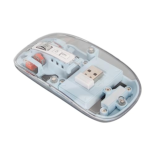 Dpofirs Transparente Kabellose Bluetooth-Maus, Wiederaufladbare Maus mit 4 DPI und 3 Modi, USB 2,4 G Bluetooth-Computermäuse für Windows PC OS X Android (Blau) von Dpofirs