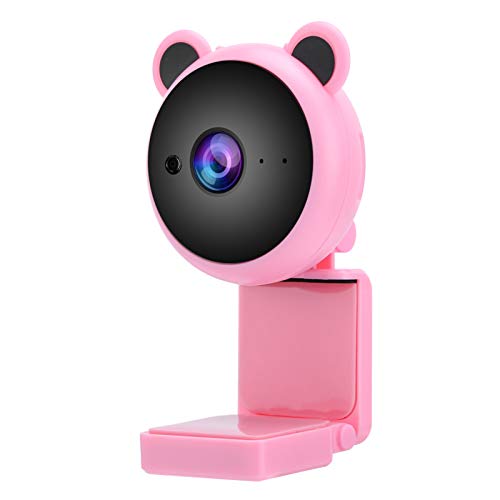 Dpofirs USB HD 1080P 30 FPS Webcam mit eingebautem Mikrofon für Computer, 2MP Cute Design Tragbare Webcam für Videoaufzeichnung Videoanruf Online-Unterricht ect. Geschenk für Kinder(Rose) von Dpofirs
