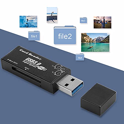 Dpofirs USB-Kartenleser, Hochgeschwindigkeits-Multifunktions-Speicherkartenleser, USB 3.0-Doppelkarten-Schnellkopierkartenadapter für Mehrere Systeme, Tragbarer Kartenleser von Dpofirs