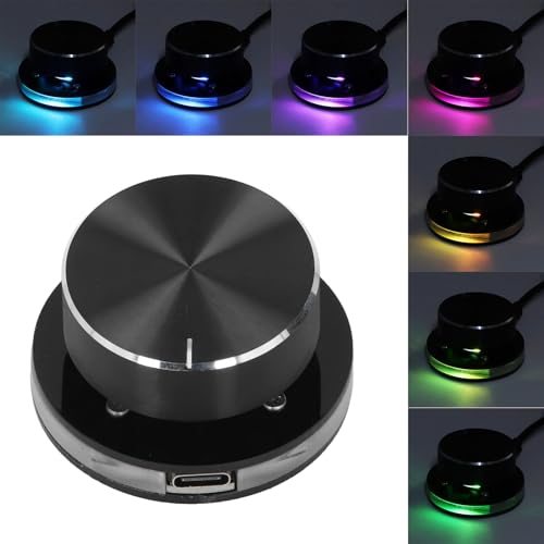 Dpofirs USB Lautstärkeregelung, Multimedia Sound Controller mit RGB Licht, PC Lautstärkeregler, mit Einer Schlüsselstummefunktion, Typ C External Media Adjustment Controller von Dpofirs