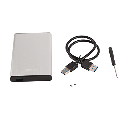 Dpofirs USB3.0 A 127 X 75 X 13 Mm Externes Festplattengehäuse, USB3.0 USB2.0 USB1.1 Festplattengehäuse aus Aluminiumlegierung 2,5-Zoll-HDD-SSD, 6 Gbit/s Hohe Übertragungsgeschwindigkeit (Silber) von Dpofirs