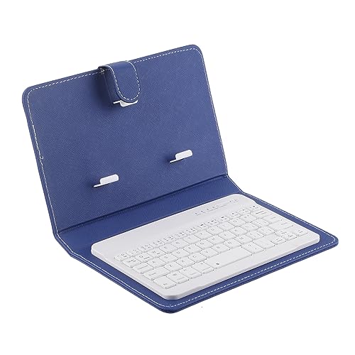 Dpofirs Universelle kabellose Bluetooth-Tastatur mit Schutzhülle, tragbarer Tastatur und Ständer mit 2-in-1-PU-Ledertasche für Unternehmen, geeignet für 4,5 '' - 6,8 '' Bluetooth-Telefone(Blau) von Dpofirs