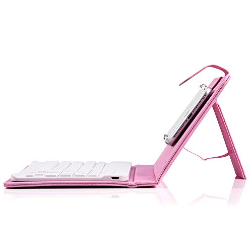 Dpofirs Universelle kabellose Bluetooth-Tastatur mit Schutzhülle, tragbarer Tastatur und Ständer mit 2-in-1-PU-Ledertasche für Unternehmen, geeignet für 4,5 '' - 6,8 '' Bluetooth-Telefone(Rose) von Dpofirs