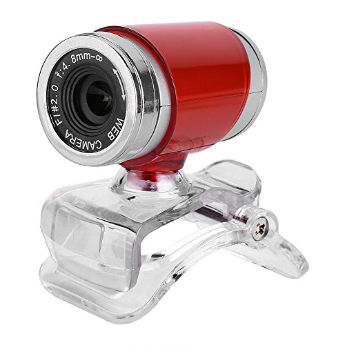 Dpofirs Webcam für PC, 12,0 Millionen Pixel Clip-on-360-Grad-Webkamera, USB-Videokamera mit Mikrofon, Full HD 640 x 480-Kamera mit dynamischer Auflösung für Laptop und Desktop(Rot + Silber) von Dpofirs
