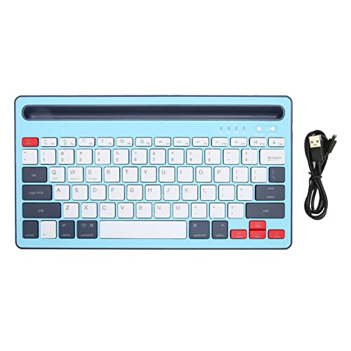 Dpofirs Wiederaufladbare Kabellose BT 5 Tastatur mit Integriertem Ständer, Kabellose Schreibmaschinentastatur, Ergonomie, Leise Tasten, Tablet Tastatur für Telefone (Blau) von Dpofirs