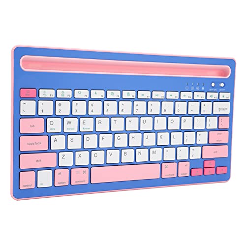 Dpofirs Wiederaufladbare Kabellose BT 5 Tastatur mit Integriertem Ständer, Kabellose Schreibmaschinentastatur, Ergonomie, Leise Tasten, Tablet Tastatur für Telefone (Purpur Rosa) von Dpofirs