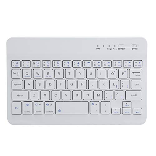 Dpofirs Wiederaufladbare Kabellose -Tastatur mit 59 Tasten für Computertelefone, HB028 Tragbare Bluetooth-Tastatur mit 7 Zoll Weißer Farbe für Tablets, 13 Tastaturkürzel von Dpofirs